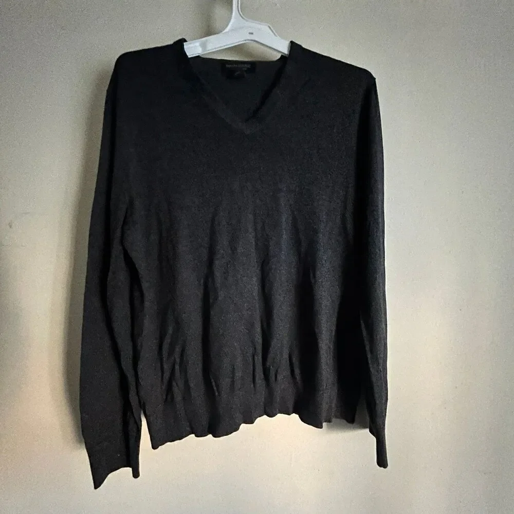 Banana Republic Mens V-Neck Pullover knit Sweater Silk Cashmere Luxury
